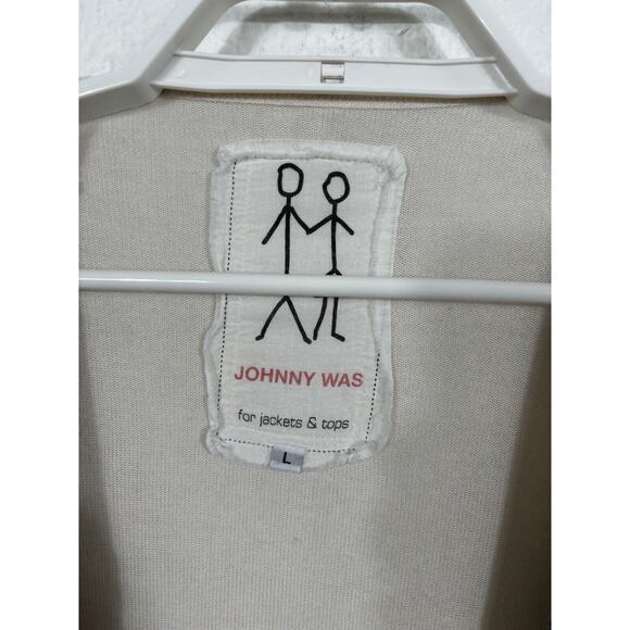 Johnny Was Cardigan Sweater Size Large Ivory Embroidered Floral Rayon Blend - Picture 6 of 11